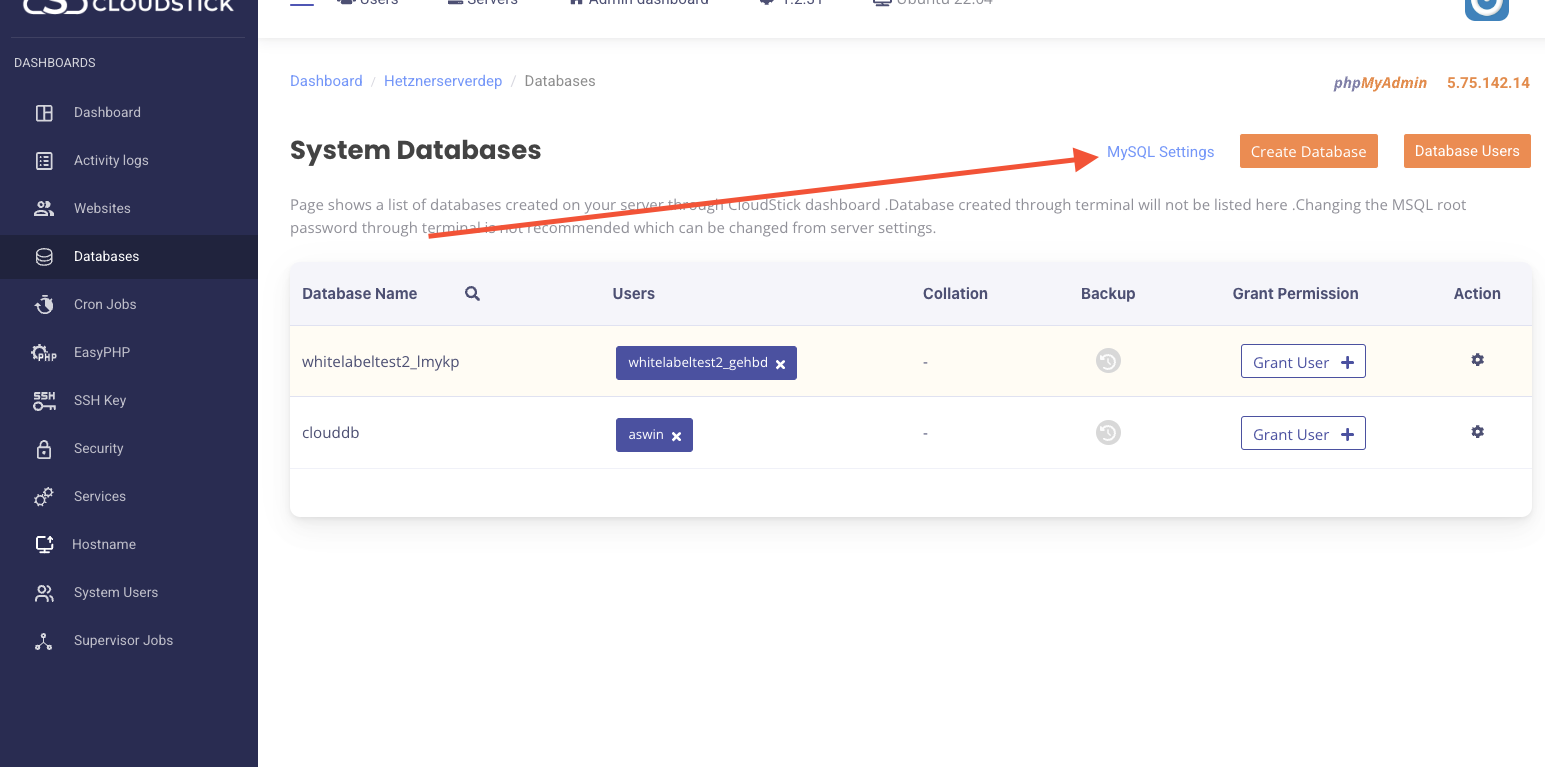 Mysql settings